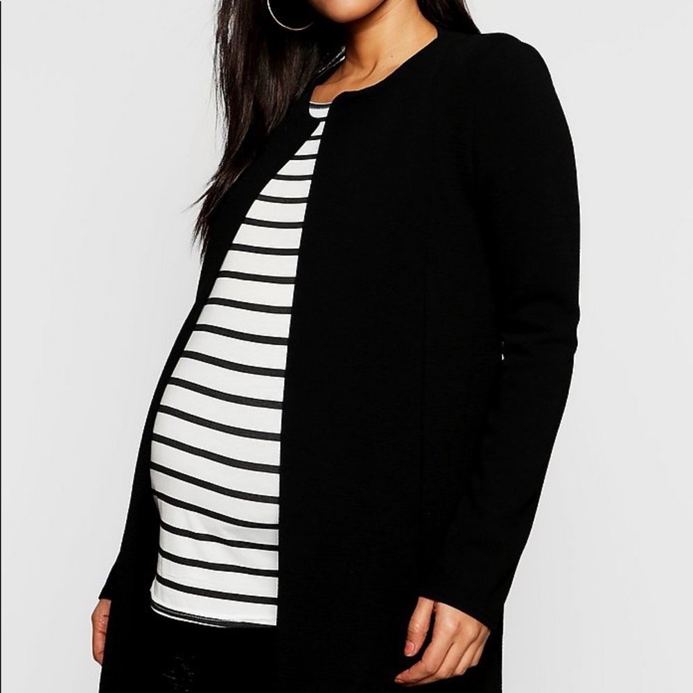 Boohoo Maternity Collarless Smart Duster Jacket